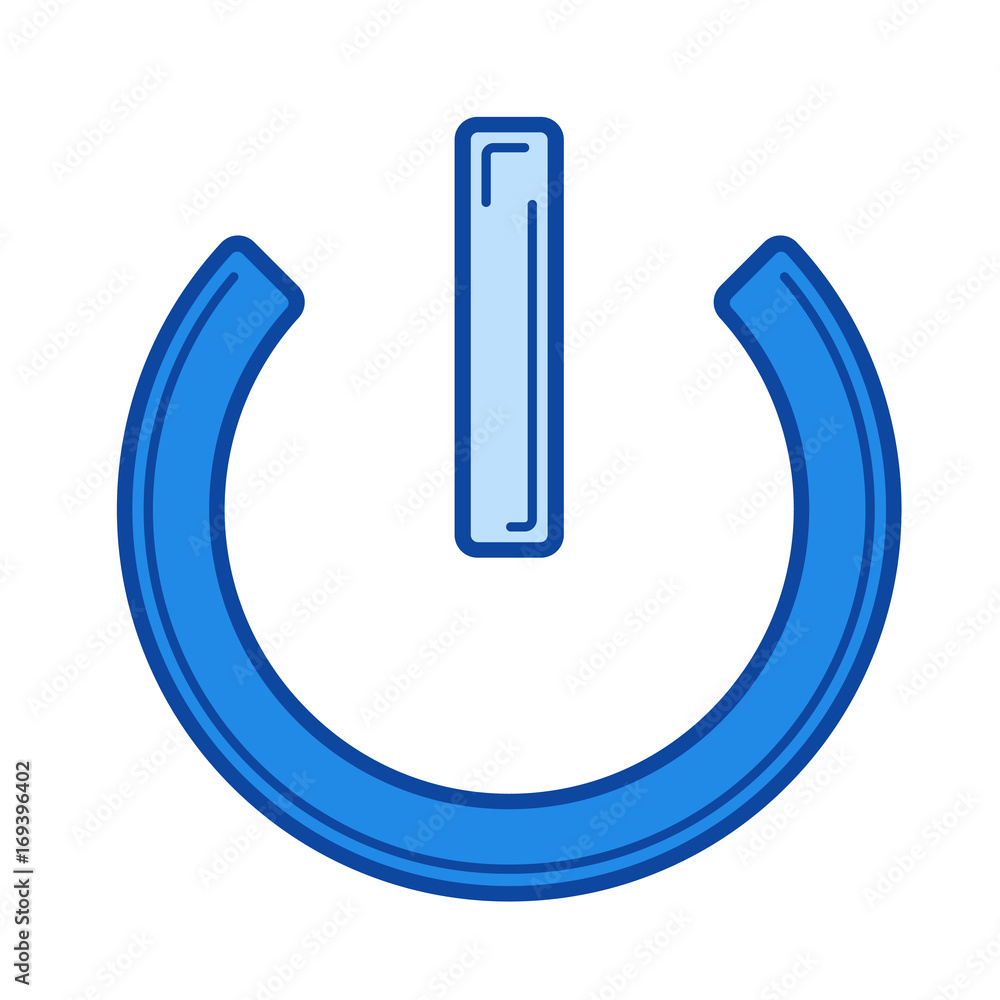 Switch on off vector line icon isolated on white background. Switch on off line icon for infographic, website or app. Blue icon designed on a grid system. Switch on off vector line icon isolated on white background. Switch on off line icon for infographic, website or app. Blue icon designed on a grid system.