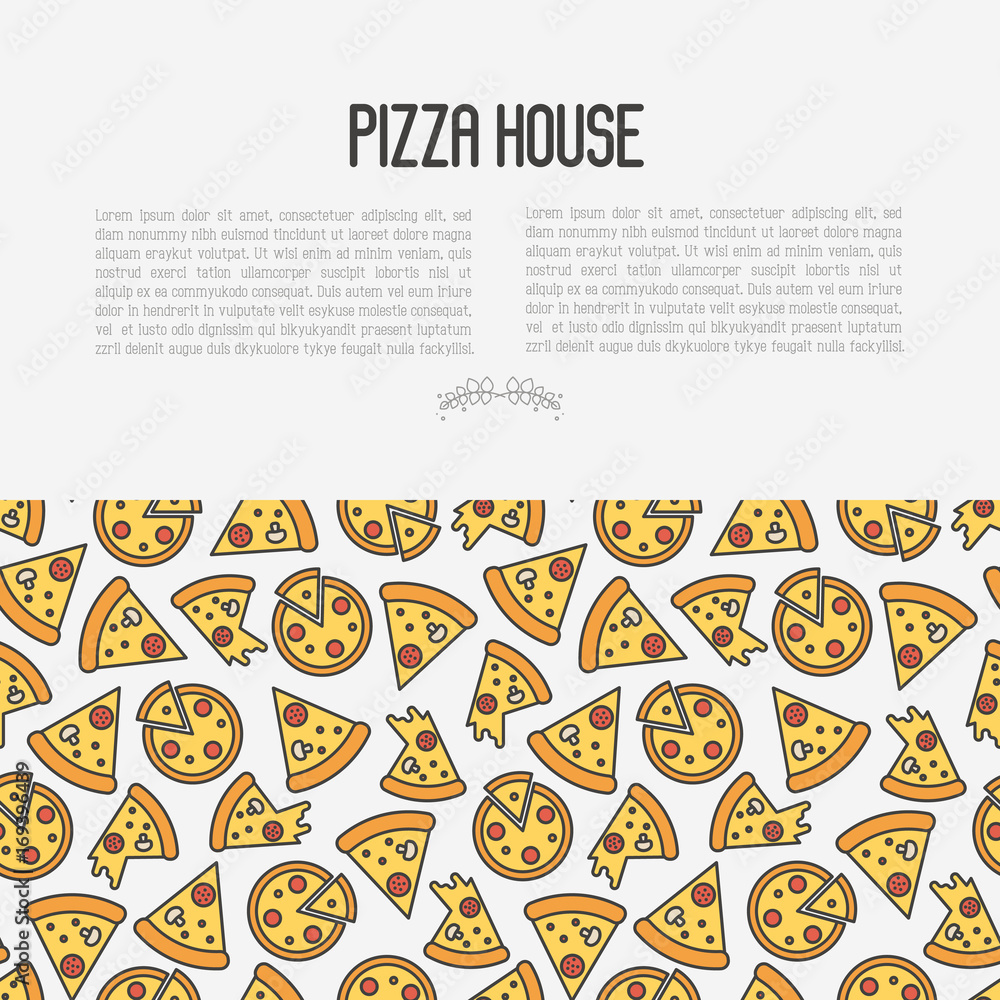 Pizza concept with thin line icons. Vector illustration for flyer, banner or menu of restaurant. Pizza concept with thin line icons. Vector illustration for flyer, banner or menu of restaurant.