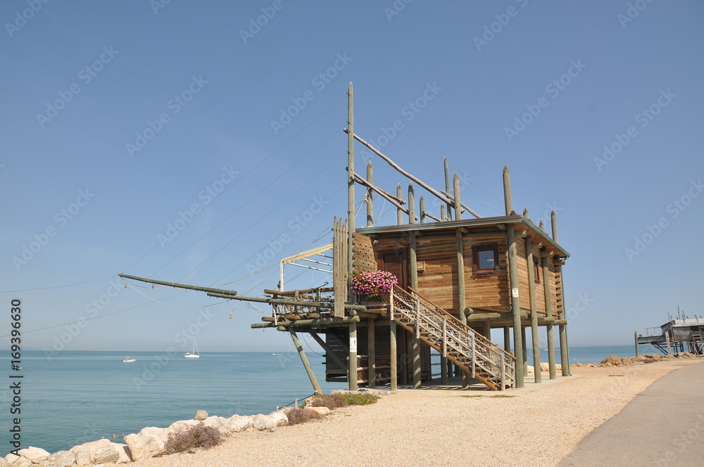 wooden construction on the beach