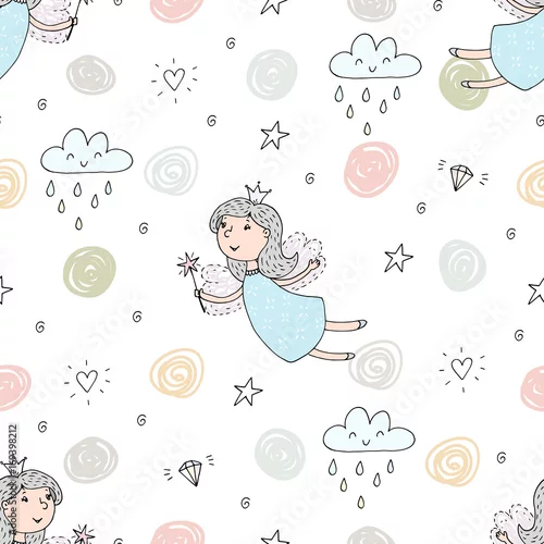 Tapety kreskówka pozytywny wzór z słodkie dziewczyny