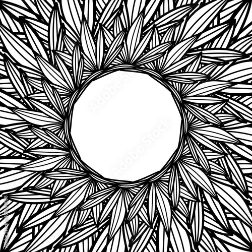 Round copyspace frame with palm leaves