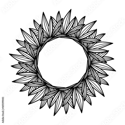 Round copyspace frame with palm leaves