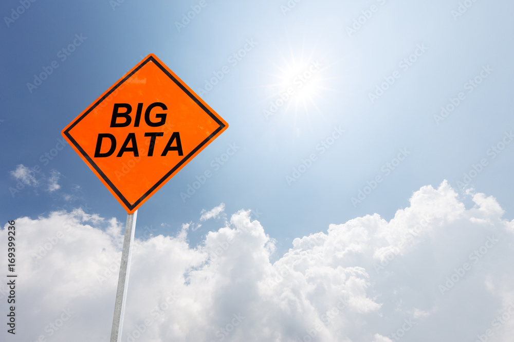 Naklejka premium big data traffic sign in blue sunny sky