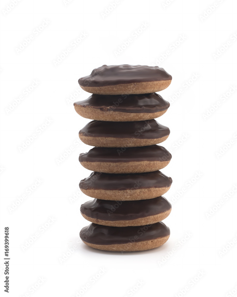 Chocolate cookie on white Chocolate cookie on white