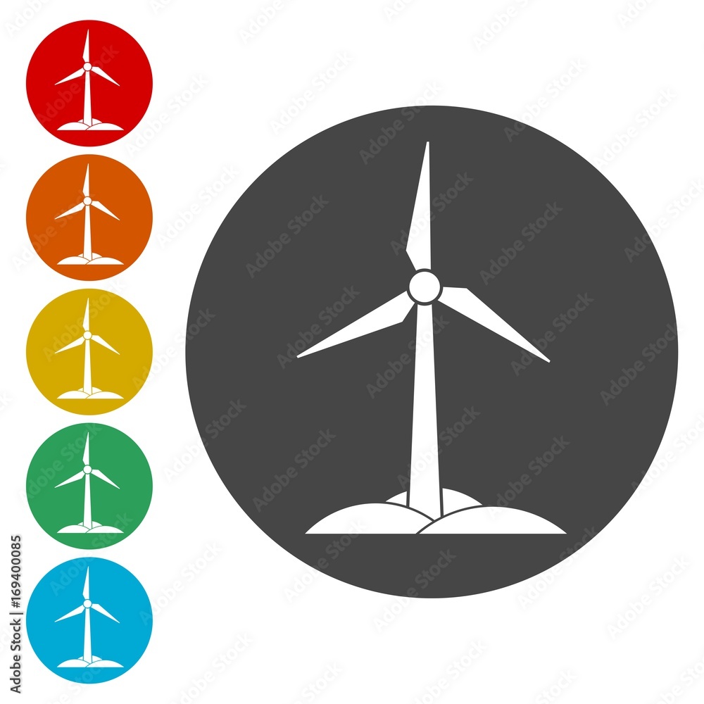 Icons set of winds turbine - Illustration Icons set of winds turbine - Illustration