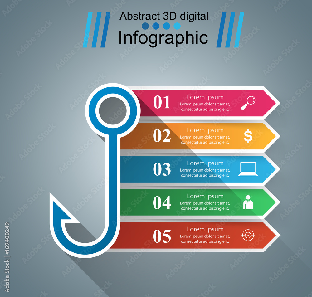 Hook for fish infographic. Flat shadow. Vector eps 10 Hook for fish infographic. Flat shadow. Vector eps 10