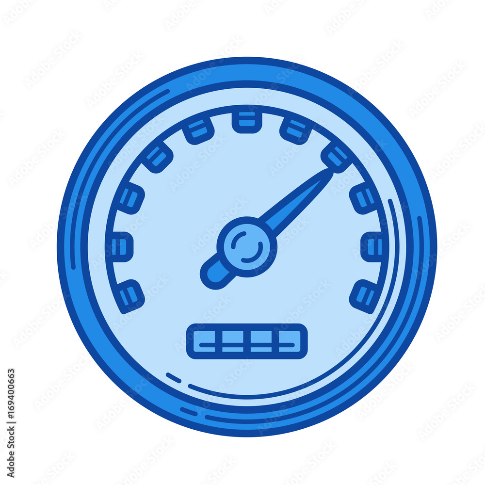 Speed limit vector line icon isolated on white background. Speed limit line icon for infographic, website or app. Blue icon designed on a grid system. Speed limit vector line icon isolated on white background. Speed limit line icon for infographic, website or app. Blue icon designed on a grid system.