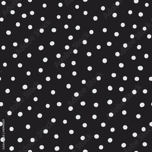 Randomly placed dots and spots seamless vector pattern. Hand drawn decorative background or simple texture for print, textile, wallpaper, home decor, wrapping or web.