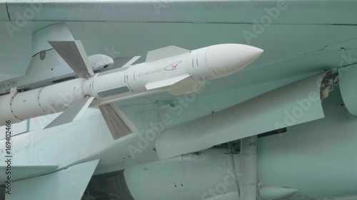 View of missile of SU-27 aircraft model.