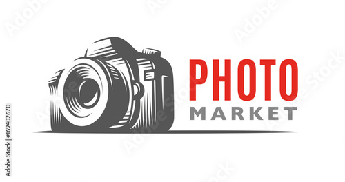 Photo camera logo - vector illustration. Classic emblem design