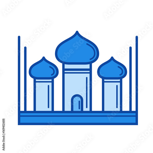 Taj Mahal vector line icon isolated on white background. Taj Mahal line icon for infographic, website or app. Blue icon designed on a grid system.