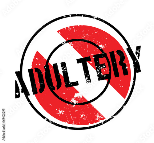 Adultery rubber stamp. Grunge design with dust scratches. Effects can be easily removed for a clean, crisp look. Color is easily changed.