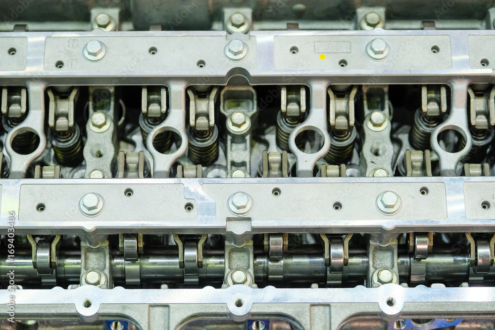 cylinder head with elements of valve train