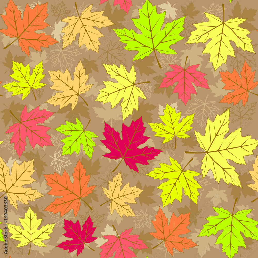 Seamless pattern with maple leaves. Useful in design.