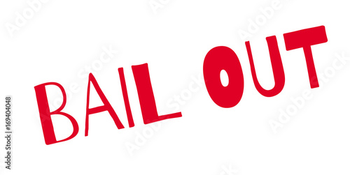 Bail Out rubber stamp. Grunge design with dust scratches. Effects can be easily removed for a clean, crisp look. Color is easily changed.