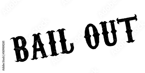 Bail Out rubber stamp. Grunge design with dust scratches. Effects can be easily removed for a clean, crisp look. Color is easily changed.
