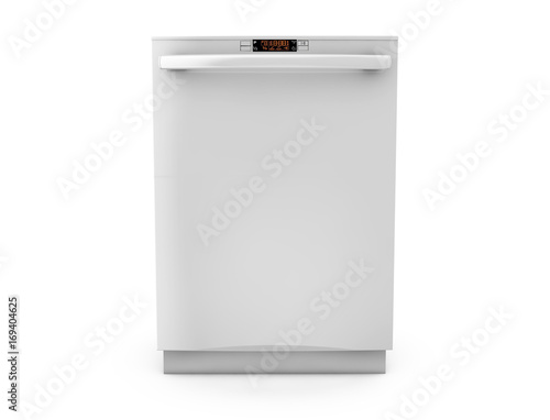 Freestanding dishwasher on white background 3d render
