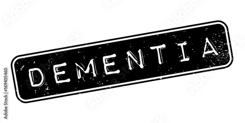 Dementia rubber stamp. Grunge design with dust scratches. Effects can be easily removed for a clean, crisp look. Color is easily changed.