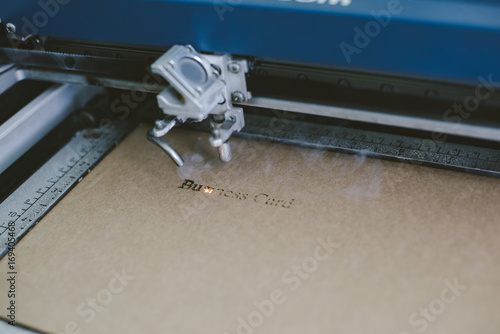 Laser engraving business card from recycled cardboard