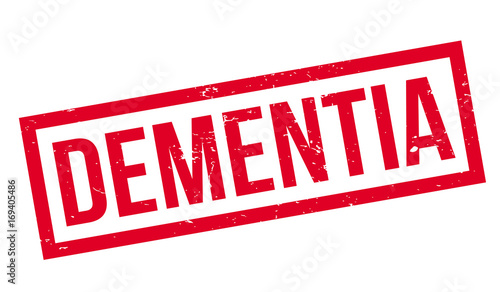 Dementia rubber stamp. Grunge design with dust scratches. Effects can be easily removed for a clean, crisp look. Color is easily changed.