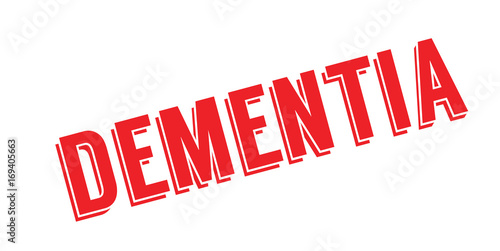 Dementia rubber stamp. Grunge design with dust scratches. Effects can be easily removed for a clean, crisp look. Color is easily changed.