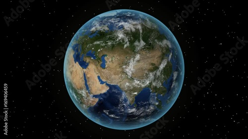Germany. 3D Earth in space - zoom in on Germany outlined. Star sky background