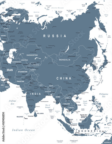 Asia Map - Vector Illustration