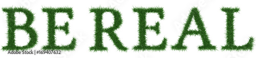 Φωτογραφία Be Real - 3D rendering fresh Grass letters isolated on whhite background