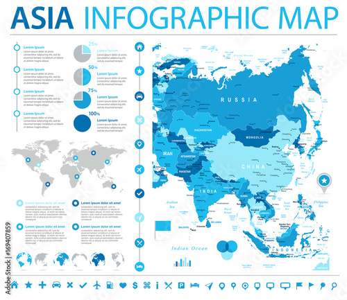 Asia Map - Info Graphic Vector Illustration