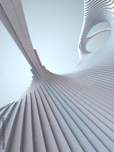 White stripe pattern futuristic background. 3d render illustration