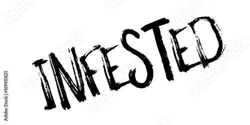 Infested rubber stamp. Grunge design with dust scratches. Effects can be easily removed for a clean, crisp look. Color is easily changed.