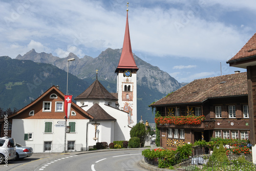 The village of Burglen on the Swiss alps