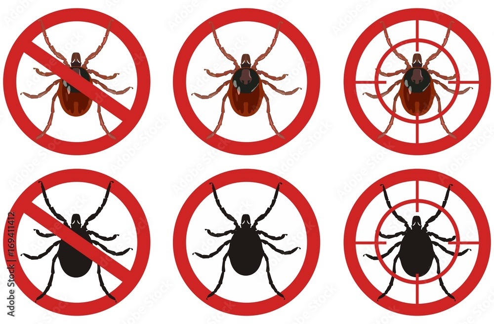 Stop mite signs. Set of insect pest control signs. Vector illustration. Stop mite signs. Set of insect pest control signs. Vector illustration.