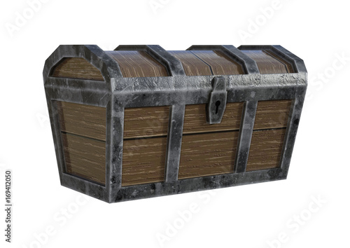 3D Rendering Treasure Chest on White