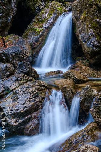 Small waterfall at Hell  Pekel  gorge near Ljubljana  Slovenia.