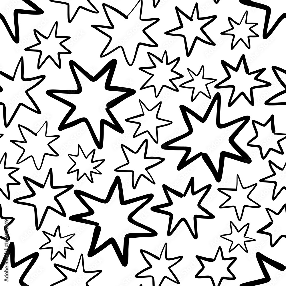 Hand drawn seamless pattern with stars isolated on white. Hand drawn seamless pattern with stars isolated on white.