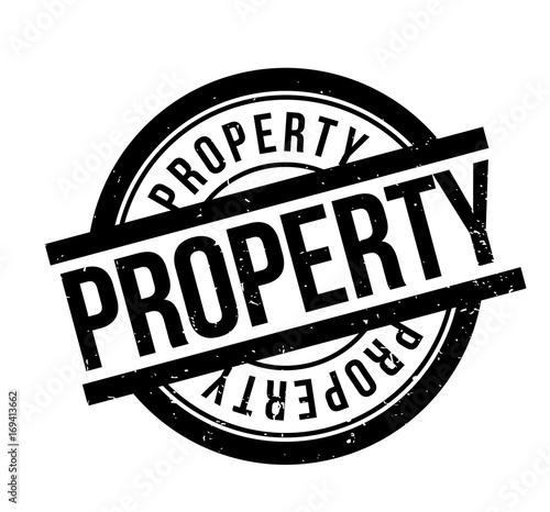 Property rubber stamp. Grunge design with dust scratches. Effects can be easily removed for a clean, crisp look. Color is easily changed.