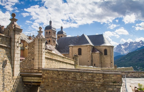 The walls of the old village of Briancon in France photo