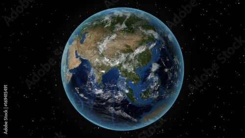 Iran. 3D Earth in space - zoom in on Iran outlined. Star sky background photo