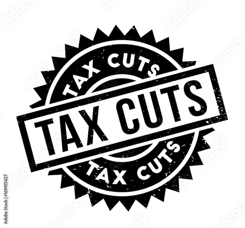 Tax Cuts rubber stamp. Grunge design with dust scratches. Effects can be easily removed for a clean, crisp look. Color is easily changed.
