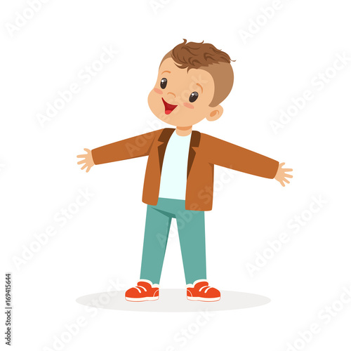 Cute happy little boy cartoon vector Illustration
