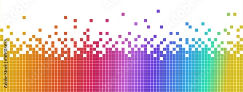 Pastel multicolored mosaic banner. Pixelated