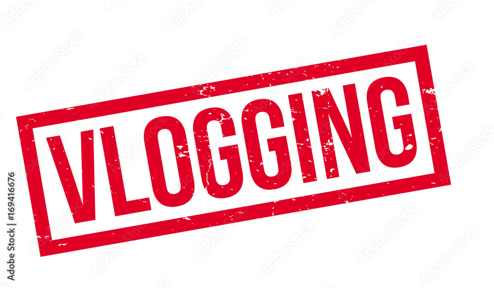 Fototapeta premium Vlogging rubber stamp. Grunge design with dust scratches. Effects can be easily removed for a clean, crisp look. Color is easily changed.