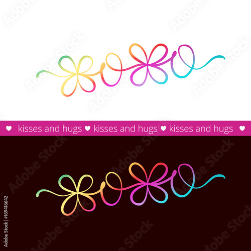 Romantic vector XOXO phrase . Gradient handritten message label for cards , posters , invitations . Isolated .