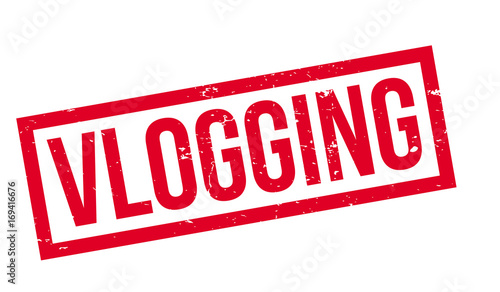 Vlogging rubber stamp. Grunge design with dust scratches. Effects can be easily removed for a clean, crisp look. Color is easily changed.