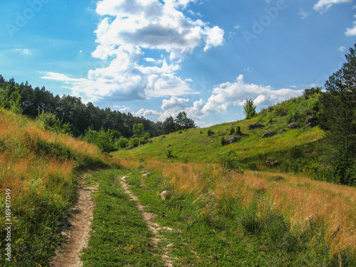 The Summer rural landscape amidst beautiful clouds