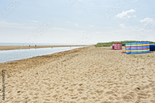 A hazy day on the beach in Skegness, Lincolnshire. photo