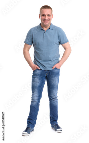 full body portrait of standing man isolated