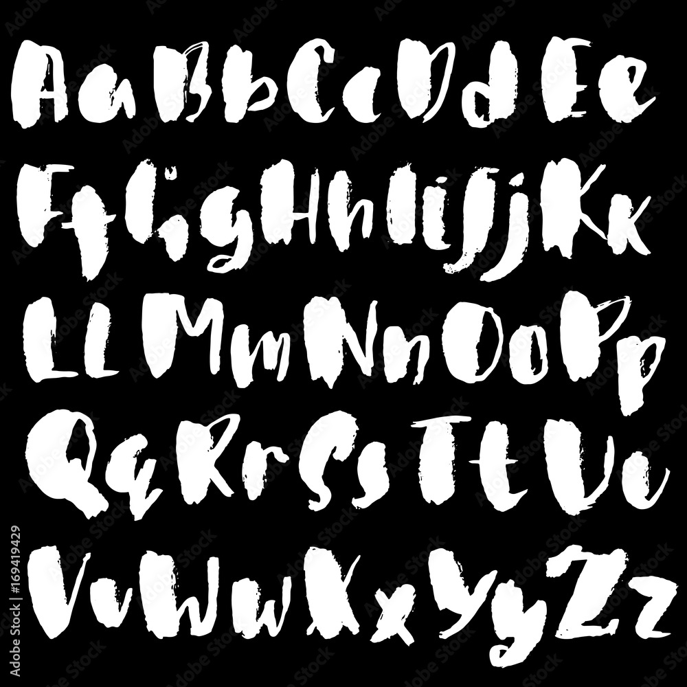 Hand drawn dry brush font. Modern brush lettering. Grunge style alphabet. Vector illustration. Hand drawn dry brush font. Modern brush lettering. Grunge style alphabet. Vector illustration.