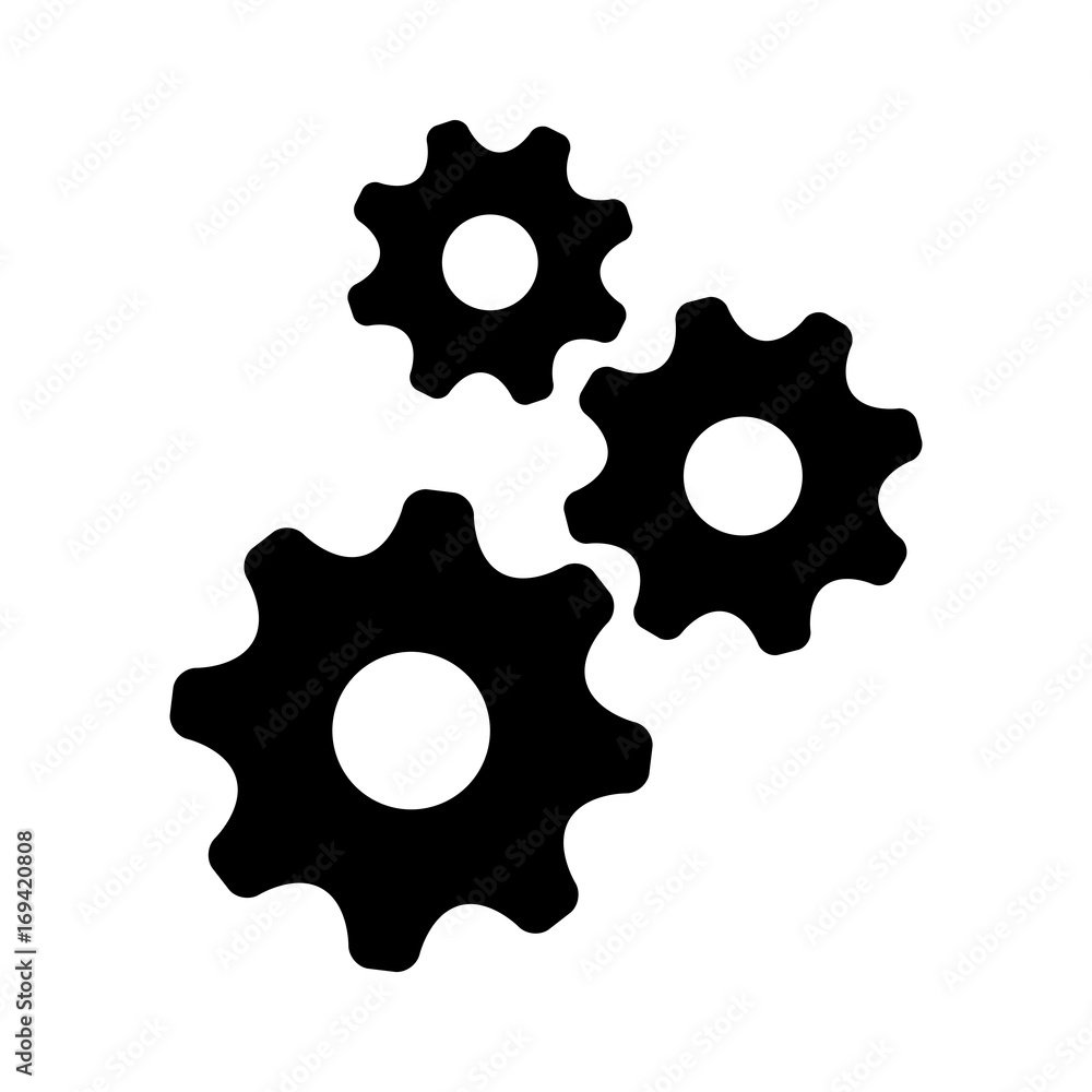 Black gear vector icon on white background Black gear vector icon on white background